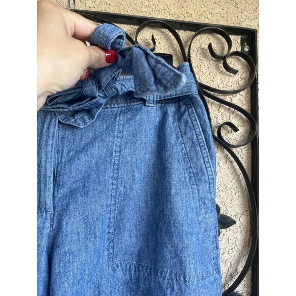 Talbots Tie Waist Linen Blend Shorts - Size 6 - Blue - Picture 5 of 12